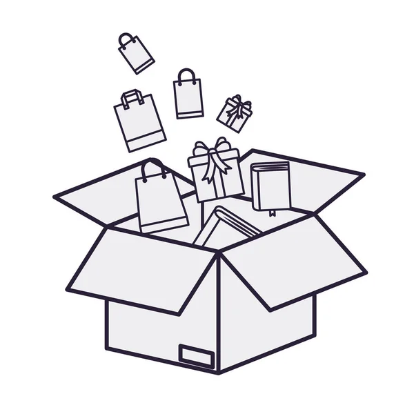 Картонная коробка с подарками — стоковый вектор