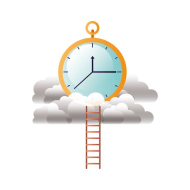 bulutlar ve merdivenler ile saat