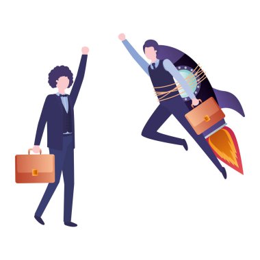 roket avatar karakter ile işadamları