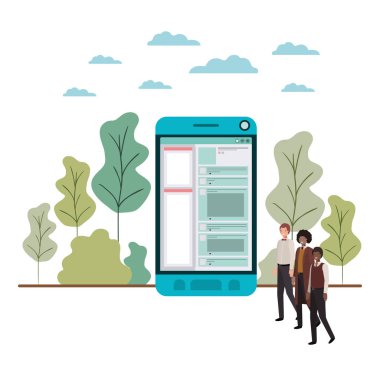 akıllı telefon avatar karakteri ile işadamları