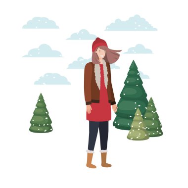 kış giysileri ve kış pines avatar karakter olan kadın