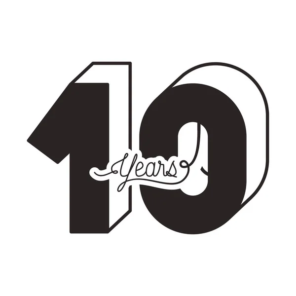 Número 10 para o ícone do cartão de celebração de aniversário —  Vetores de Stock