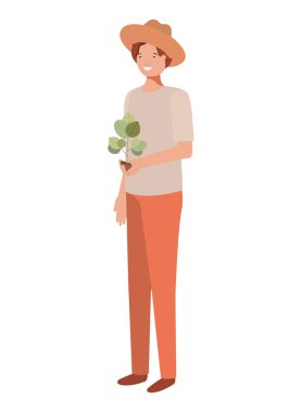 bitki avatar karakter ile genç adam