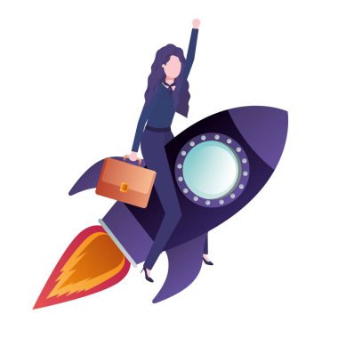 Rocket avatar karakter ile iş kadını