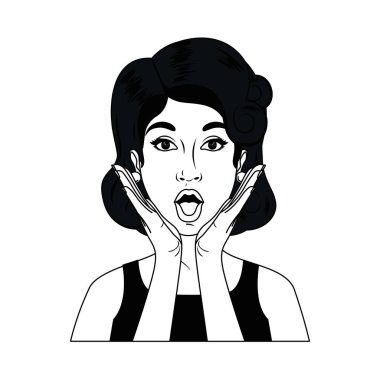 sürpriz yüz avatar karakter ile kadın