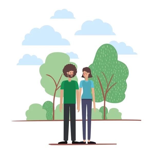 Paar op het Park Avatars personages — Stockvector