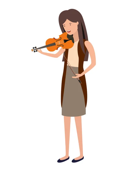 Jeune femme avec caractère violon — Image vectorielle