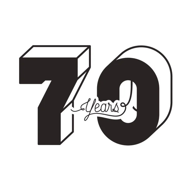 Numero 70 per l'icona della scheda celebrativa dell'anniversario — Vettoriale Stock