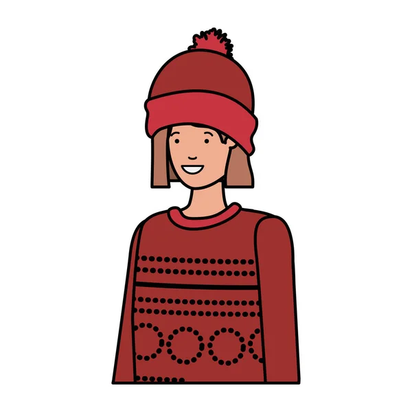 Fiatal nő, téli ruházat avatar karakter — Stock Vector