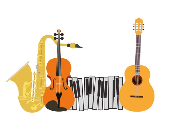 Instrumentos musicais ícone isolado —  Vetores de Stock