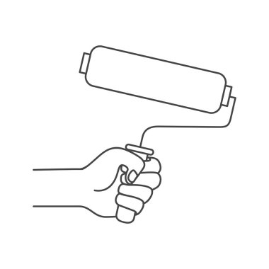 boya rulo aracı izole simgesi ile el