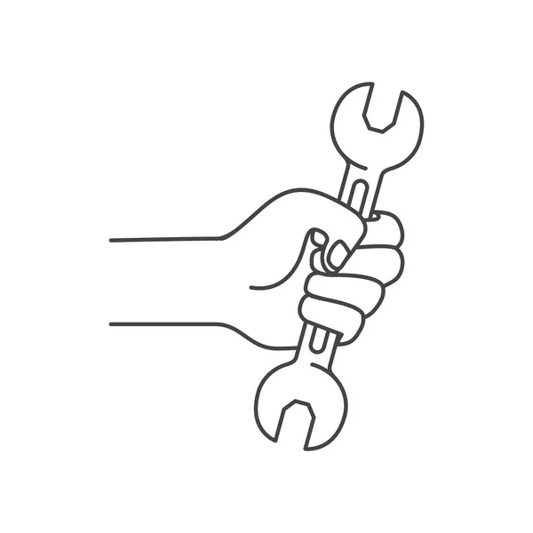 Hand med Skift nyckel verktyg isolerad ikon — Stock vektor