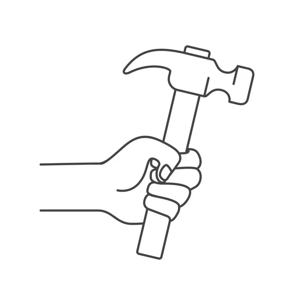 Hand with hammer tool isolated icon — Stock Vector