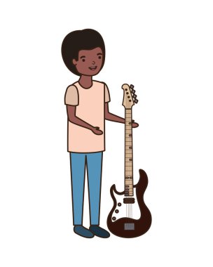 Elektrik gitar karakteri ile genç adam