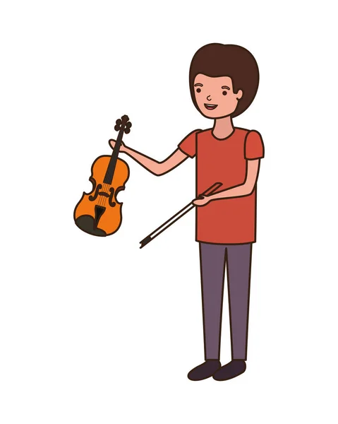 Jeune homme avec caractère violon — Image vectorielle