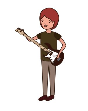 Elektrik gitar karakteri ile genç adam