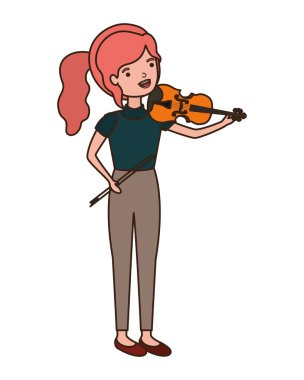 Keman karakteri ile genç kadın