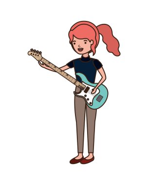 Elektrikli gitar karakteri ile genç kadın
