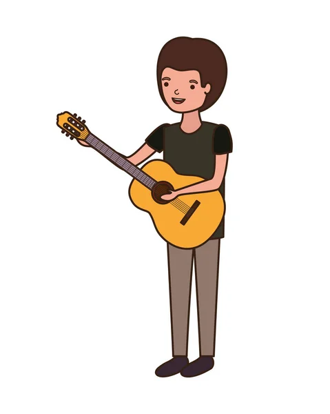 Young man with guitar character — Stock Vector