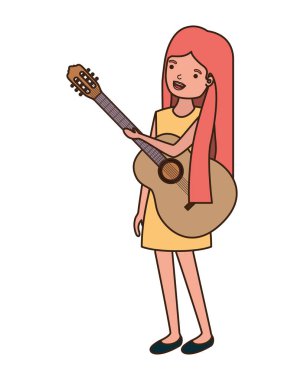 gitar karakteri ile genç kadın