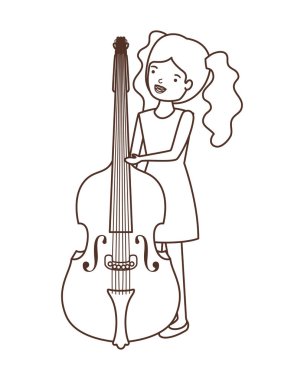 Keman karakteri ile genç kadın