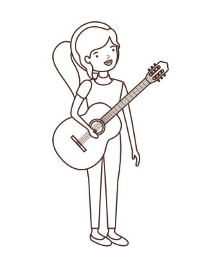 gitar karakteri ile genç kadın