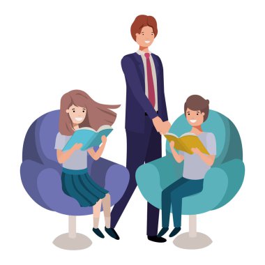 baba ve çocuklar sandalye avatar karakteri oturan