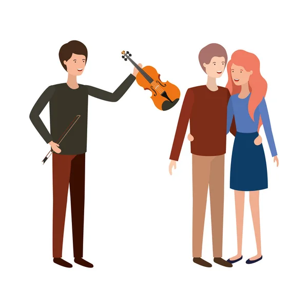 Group of people with musical instrument — Stock Vector