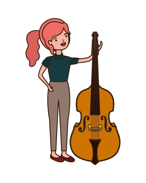 Young woman with violin character — Stock Vector