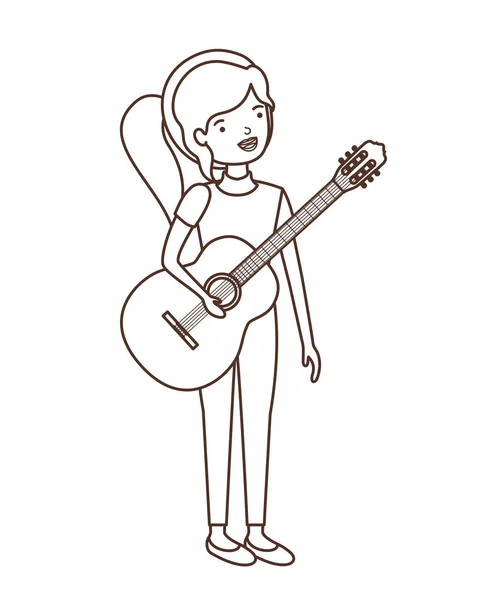 Young woman with guitar character — Stock Vector