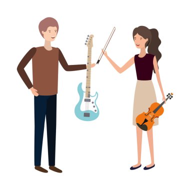 müzik aletleri avatar karakter ile çift