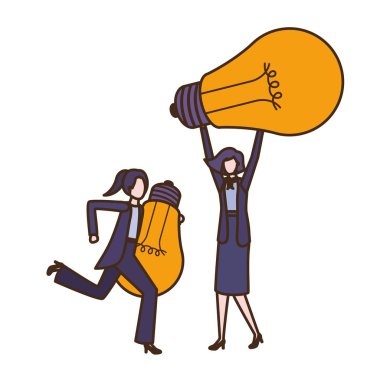 Lightampuller avatar karakter ile businesswomen