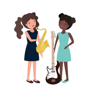 müzik aletleri karakteri olan kadınlar