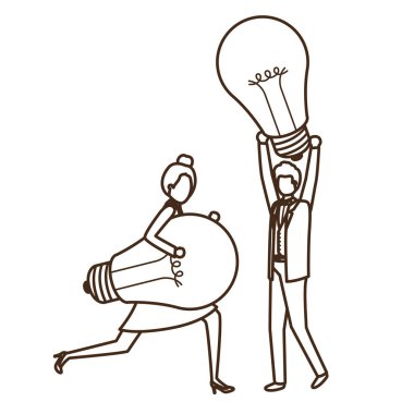 ışık ampuller avatar karakter ile iş çift