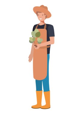 bitki avatar karakter ile genç adam