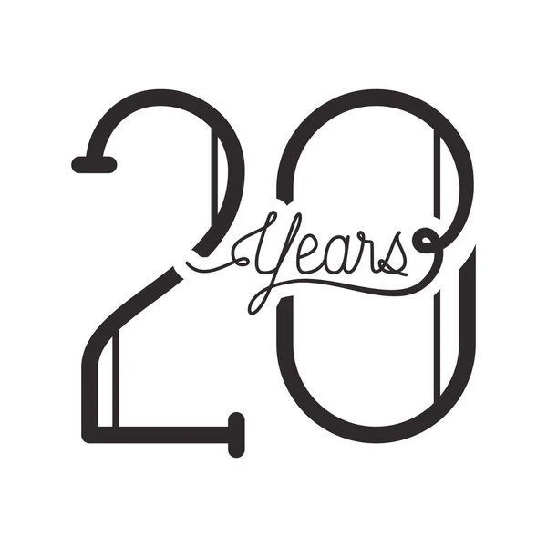 Número 20 para aniversário ícone do cartão de celebração — Vetor de Stock