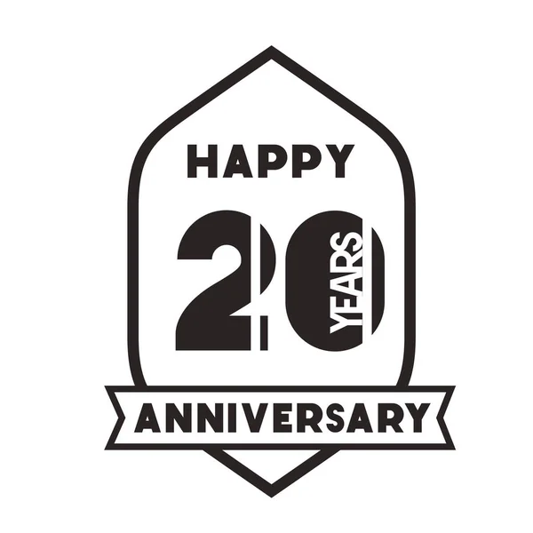 Száma 20 évfordulós ünneplés kártya ikon — Stock Vector