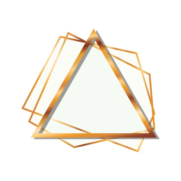 Ícone isolado triângulo quadro dourado —  Vetores de Stock