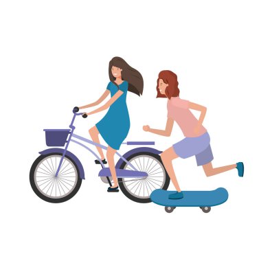 Spor avatarı karakteri uygulayan genç kadınlar