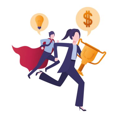 kahraman burun ve konuşma balonu ile iş çift