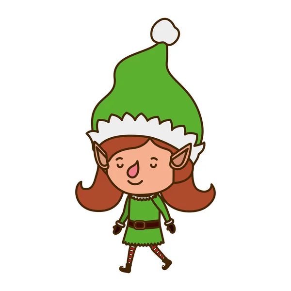 Elfo donna camminare avatar personaggio — Vettoriale Stock