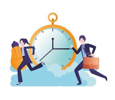 saat ve ampuller karakteri ile iş çift