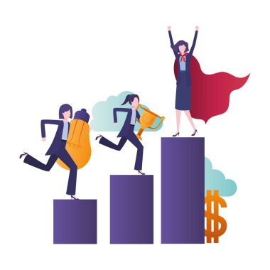 bar grafik avatar karakteri ile iş kadınları