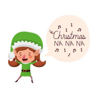 Noel avatar karakter hakkında konuşma balonu ile Elf kadın