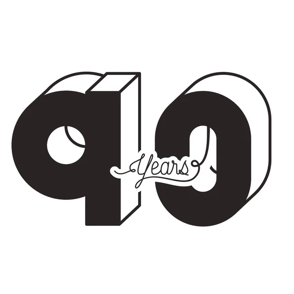 Número 90 para aniversário ícone do cartão de celebração —  Vetores de Stock