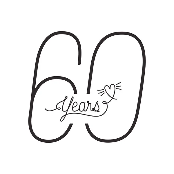 Number 60 for anniversary celebration card icon — Stock Vector