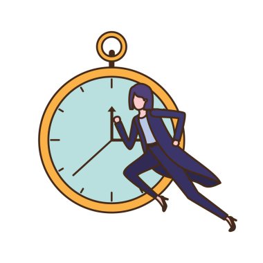 Saat avatar karakter ile iş kadını