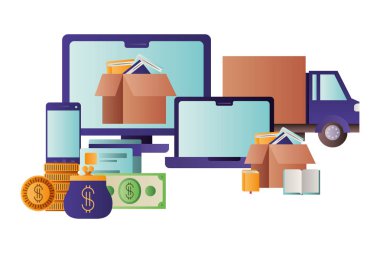 taşıma sepeti ile bilgisayar ekranı