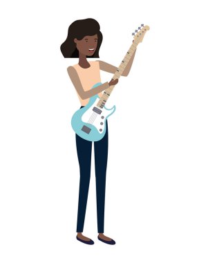 Elektrikli gitar karakteri ile genç kadın