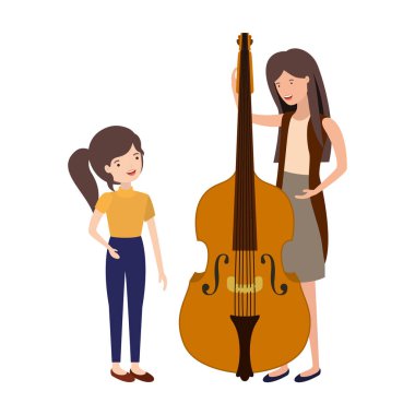 kız ve keman avatar karakter ile kadın